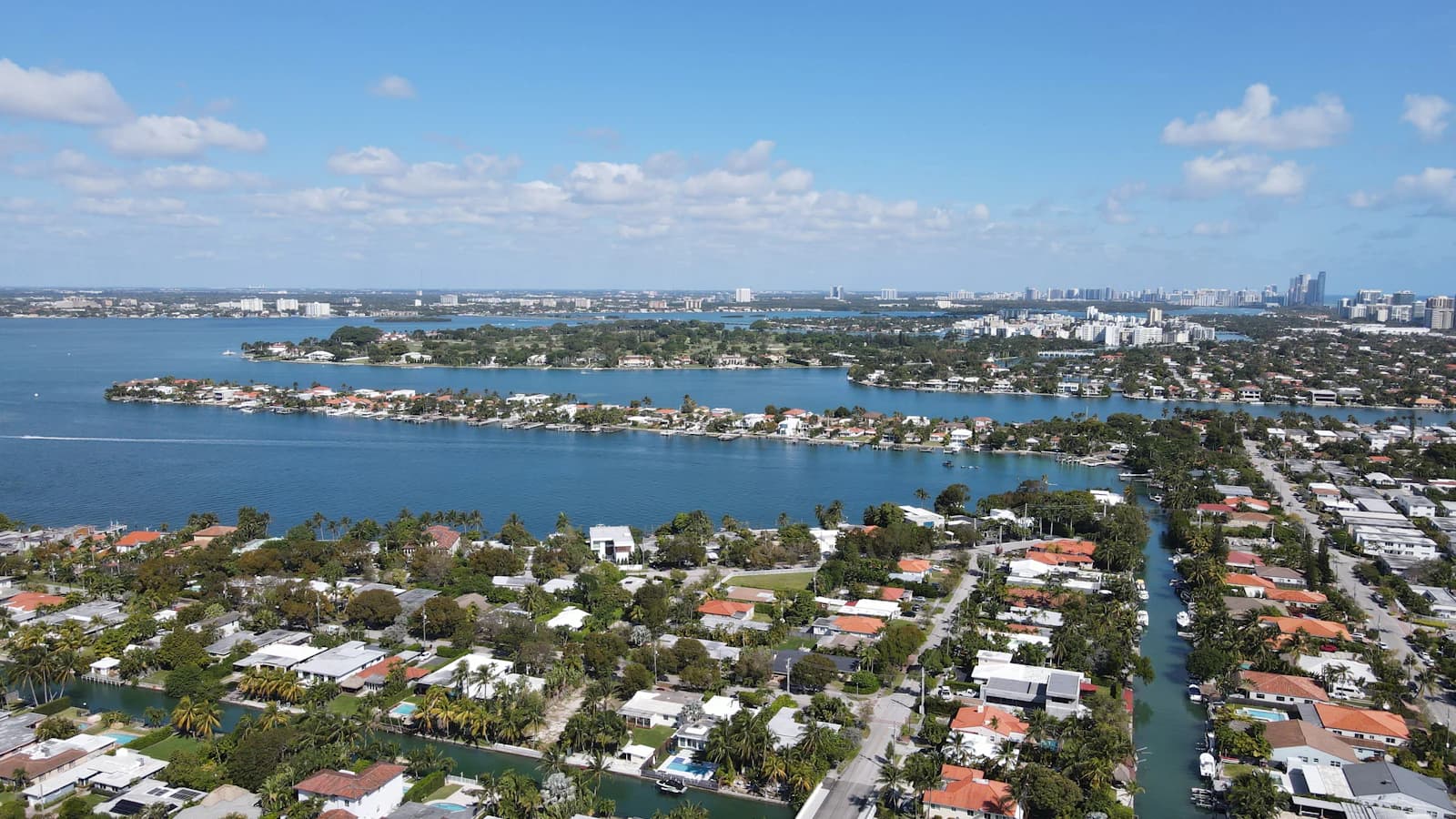 Aerial view of a Palm Beach County city on a sunny day